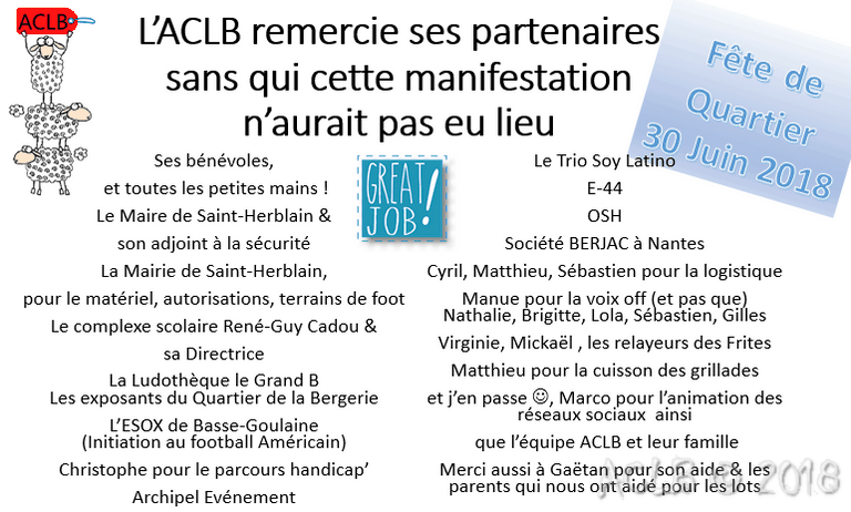 Remerciement aux partenaires de l'ACLB