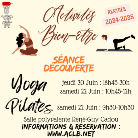 Seance gratuite Pilates et ou Yoga